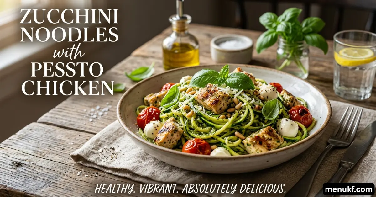 Zucchini Noodles with Pesto Chicken
